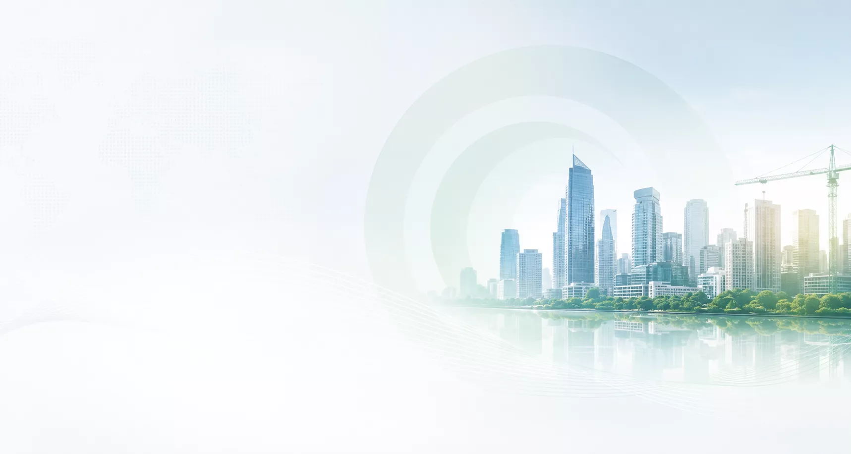 Modern city skyline with construction elements