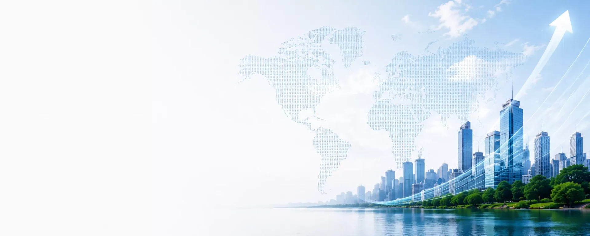 Modern city skyline with global growth feel